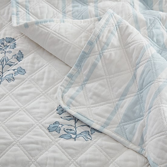 Martha Stewart Flower Block Print Easy Care Quilt Set