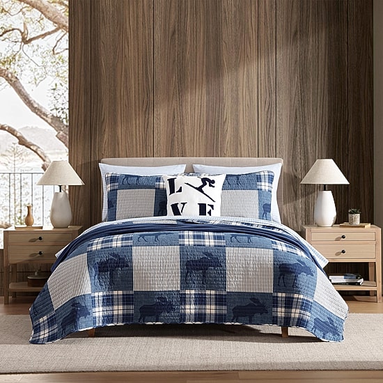 Eddie Bauer Moose Patchwork Easy Care Quilt Set