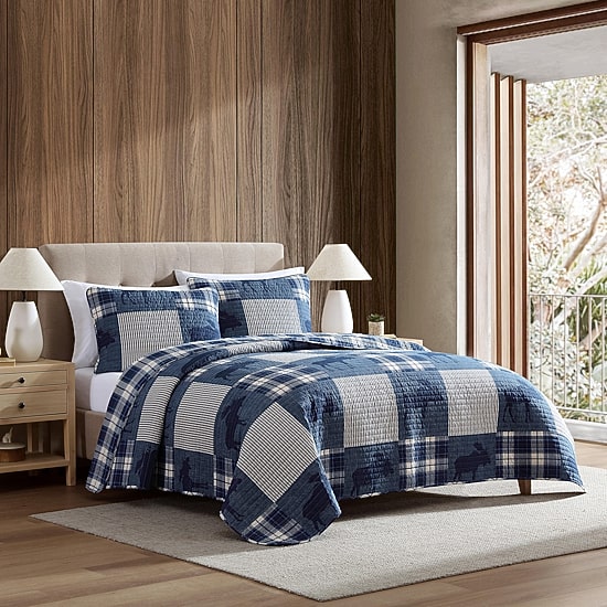 Eddie Bauer Moose Patchwork Easy Care Quilt Set