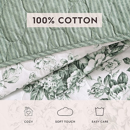Laura Ashley Toile Delight Easy Care Quilt Set