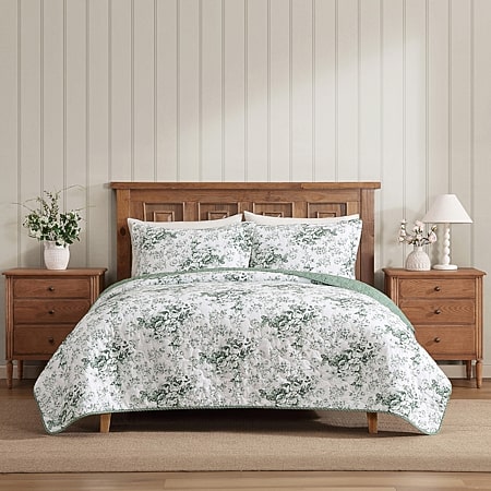 Laura Ashley Walled Garden Quilt Set USHSA91264466, Color: Mocha