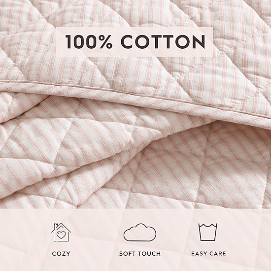 Laura Ashley Tessas Stripe Easy Care Quilt Set