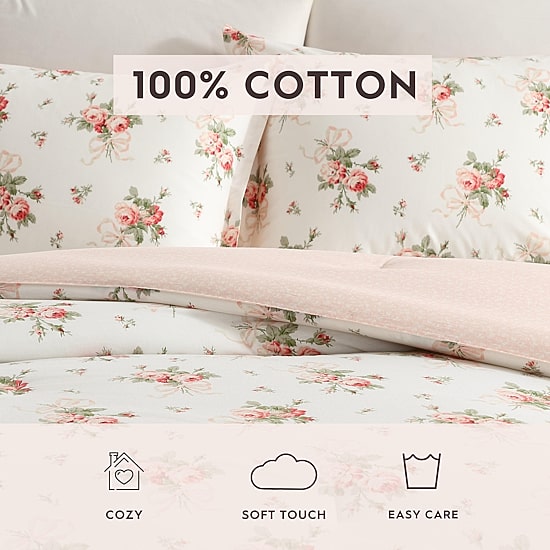 Laura Ashley Ribbon Bouquet Easy Care Comforter Set