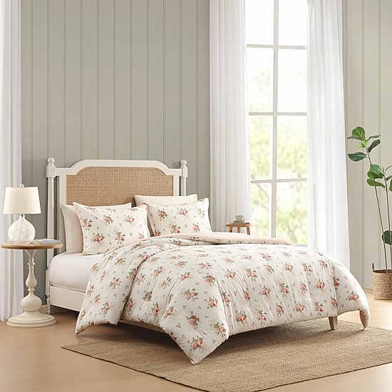 Laura Ashley Ribbon Bouquet Easy Care Comforter Set
