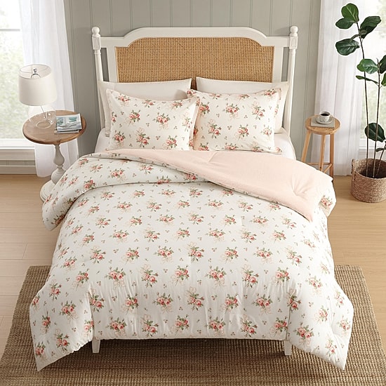 Laura Ashley Ribbon Bouquet Easy Care Comforter Set