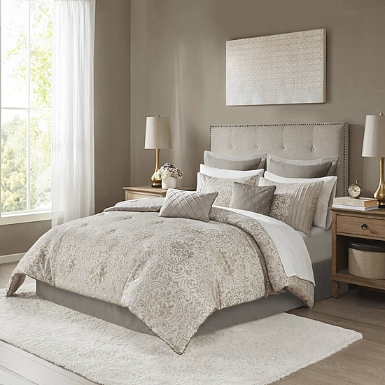 Madison Park Maisie 12-pc. Damask Jacquard Complete Bedding Set with Sheets