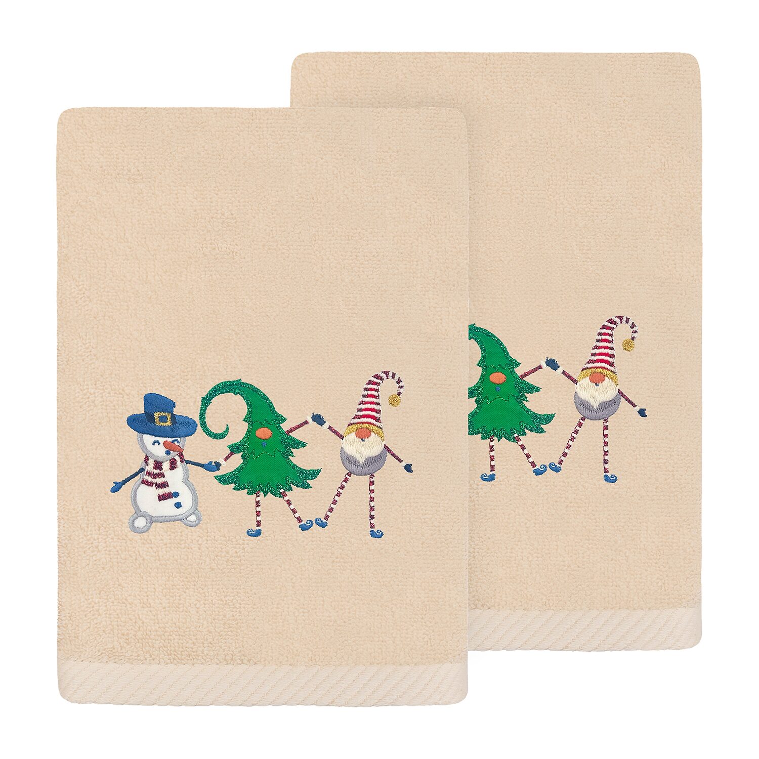 Linum Home Textiles Christmas Frolic Embroidered 2-pc. Hand Towel