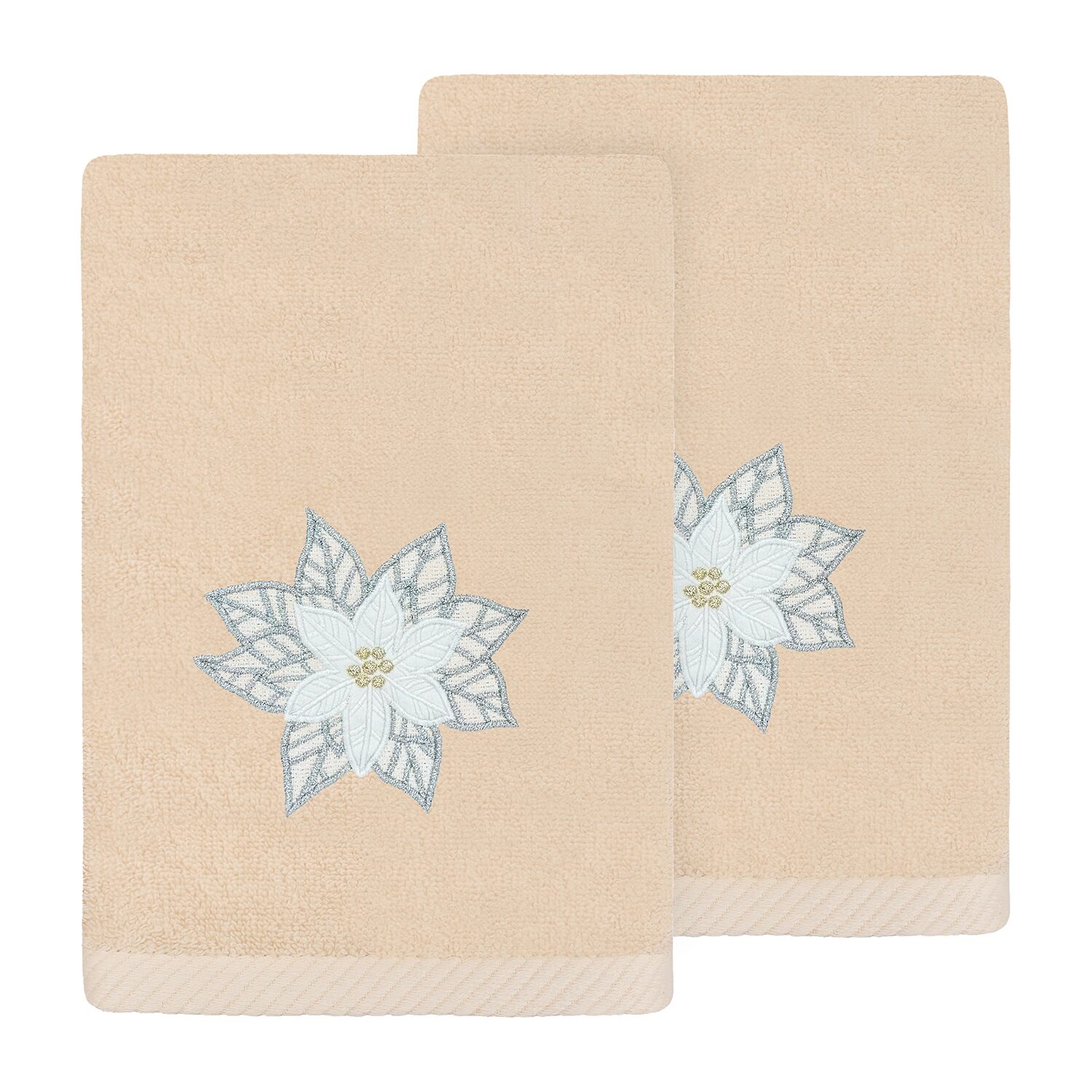 Linum Home Textiles Christmas Blossom Embroidered 2-pc. Hand Towel