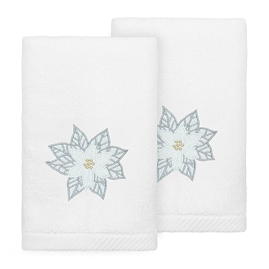 Linum Home Textiles Christmas Blossom Embroidered 2-pc. Hand Towel