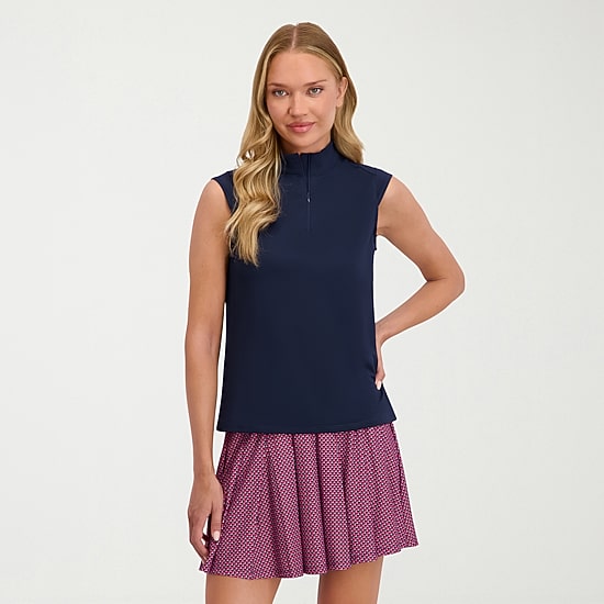 Stella Parker Womens Mock Neck Sleeveless Quarter-Zip Pullover