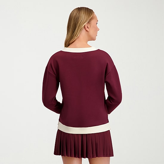 Stella Parker Womens V Neck Long Sleeve Sweatshirt