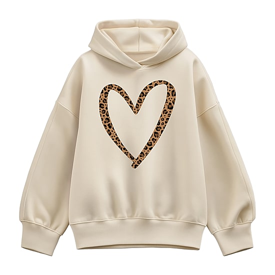Leopard Heart Womens Long Sleeve Hoodie