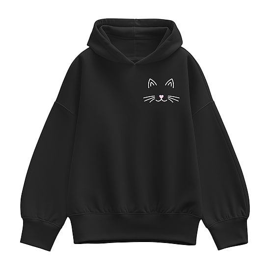 Cat Face Womens Long Sleeve Hoodie