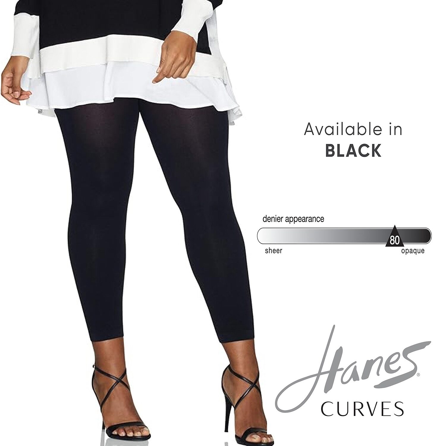 Hanes Womens Curves Moisture Wicking Plus Footless Tights