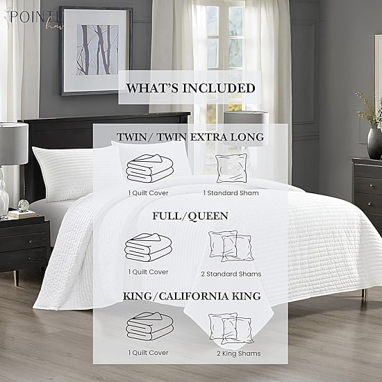 Pointehaven Velvet Channel Design Oversized Quilt Set
