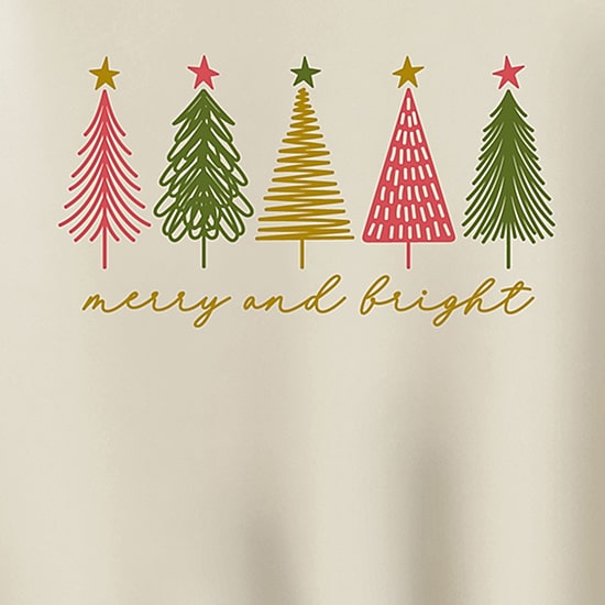 Merry And Bright Womens Crew Neck Long Sleeve Sweatshirt