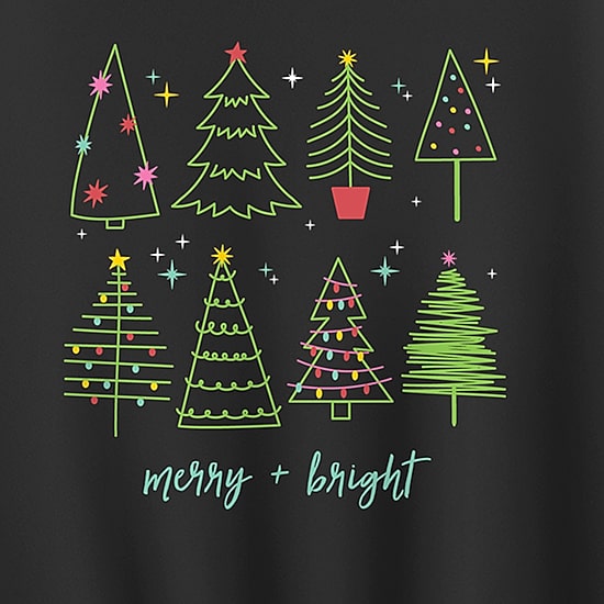 Merry And Bright Womens Crew Neck Long Sleeve Sweatshirt
