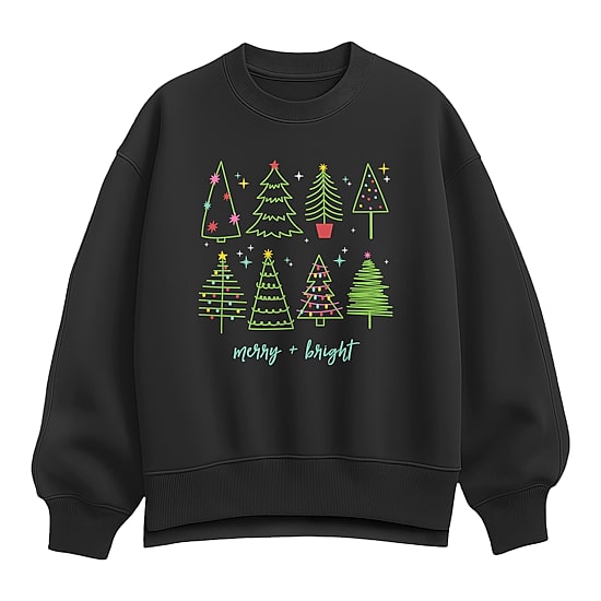 Merry And Bright Womens Crew Neck Long Sleeve Sweatshirt