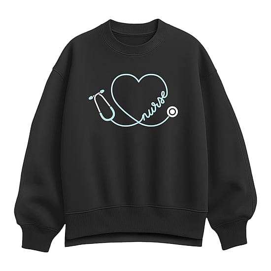 Nurse Heart Womens Crew Neck Long Sleeve Sweatshirt