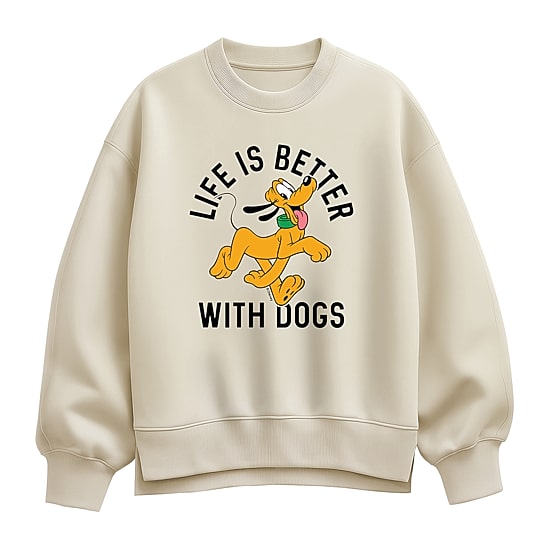 Life Is Better Womens Crew Neck Long Sleeve Pluto Sweatshirt