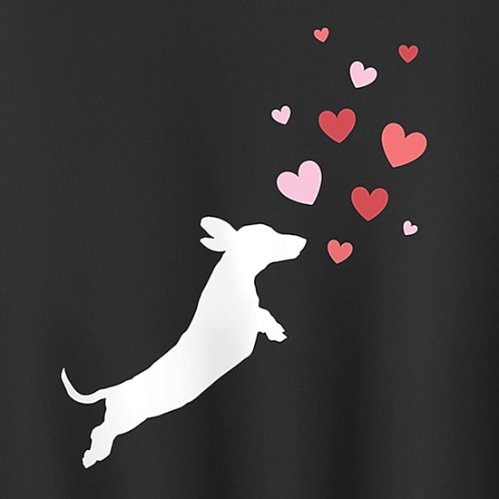 Dachsund Hearts Womens Crew Neck Long Sleeve Sweatshirt