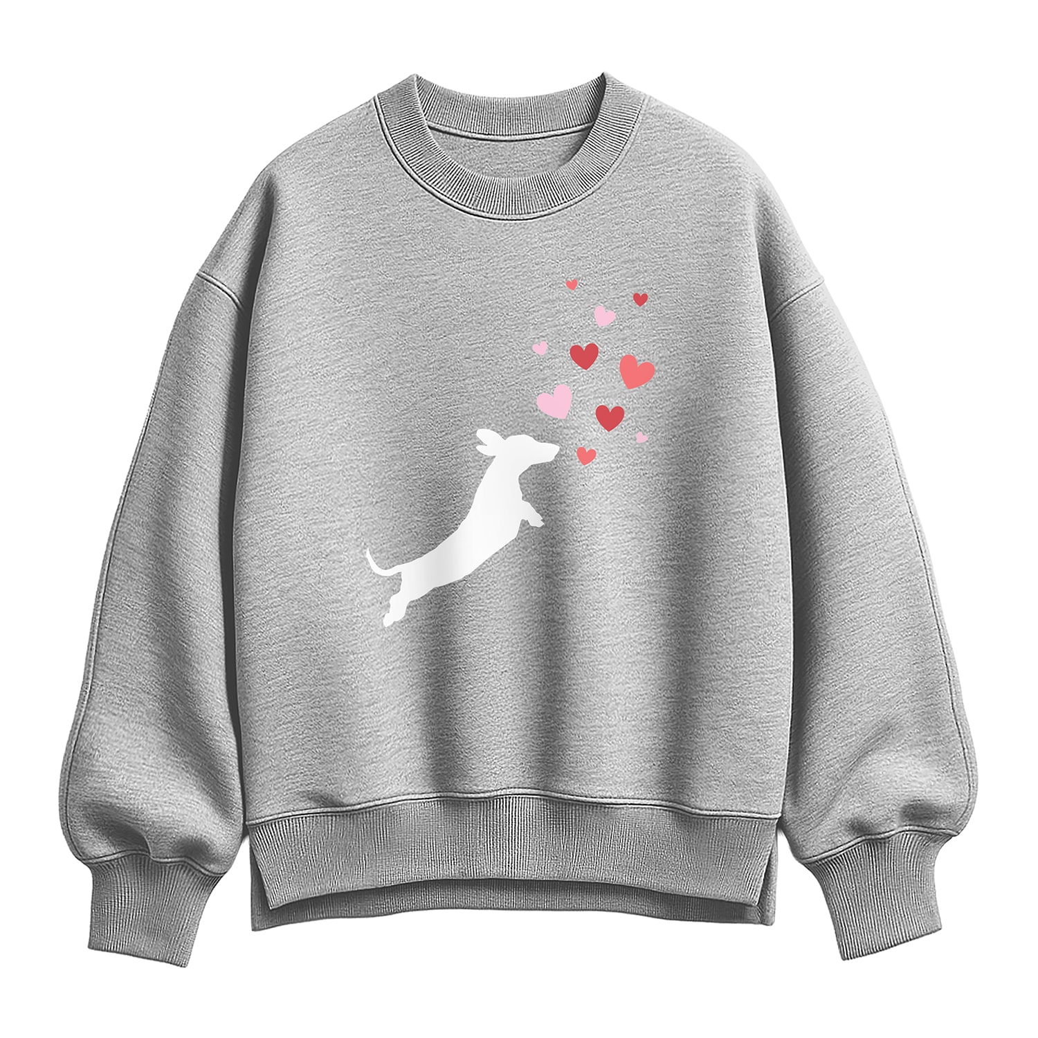 Dachsund Hearts Womens Crew Neck Long Sleeve Sweatshirt