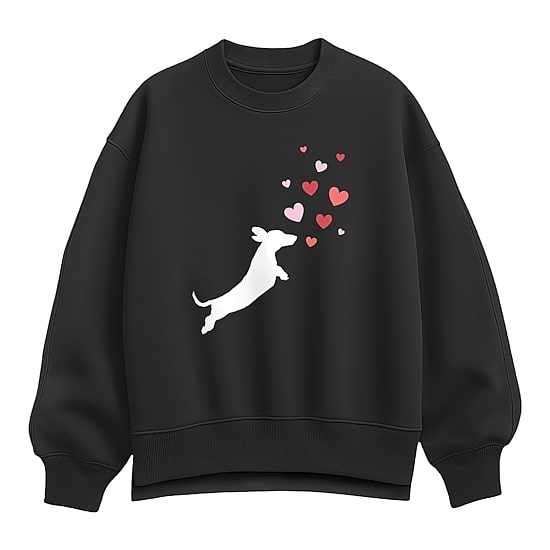 Dachsund Hearts Womens Crew Neck Long Sleeve Sweatshirt