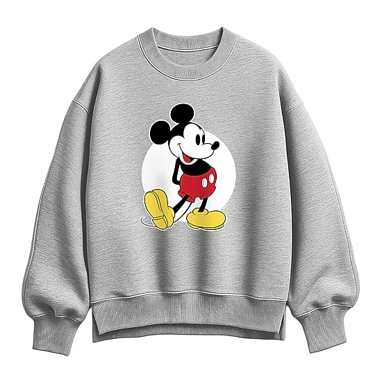 Classic Womens Crew Neck Long Sleeve Mickey Mouse Pullover Sweater