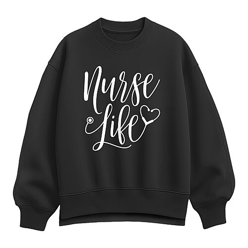 Nurse Life Womens Crew Neck Long Sleeve Sweatshirt, Xx-large, Black