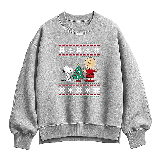Christmas Sweater Womens Crew Neck Long Sleeve Peanuts Sweatshirt