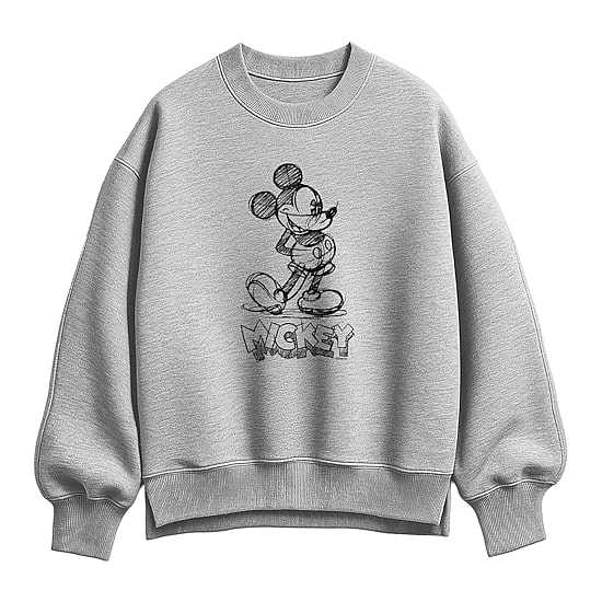 Womens Crew Neck Long Sleeve Mickey Mouse Sweatshirt