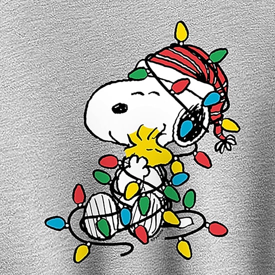 Christmas Lights Womens Crew Neck Long Sleeve Snoopy Sweatshirt