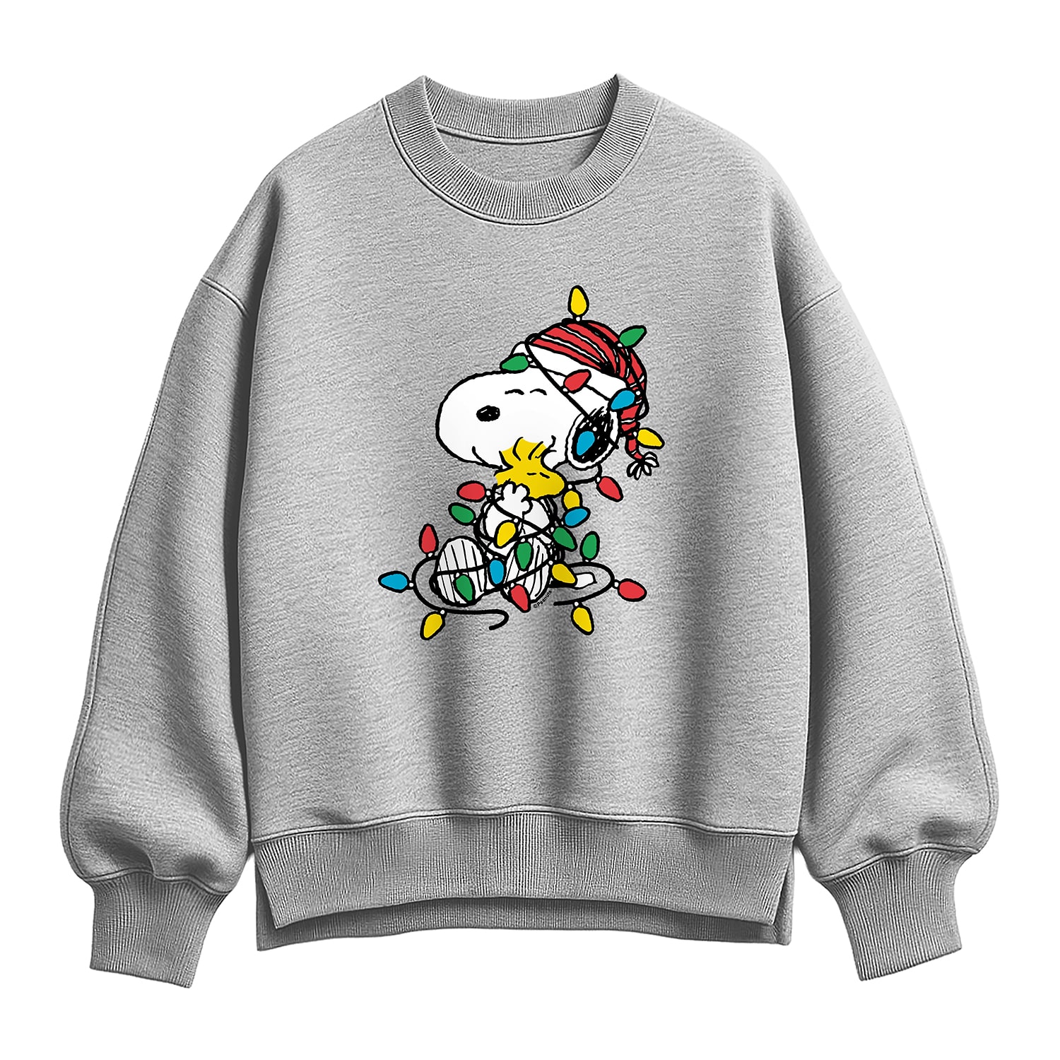 Christmas Lights Womens Crew Neck Long Sleeve Snoopy Sweatshirt