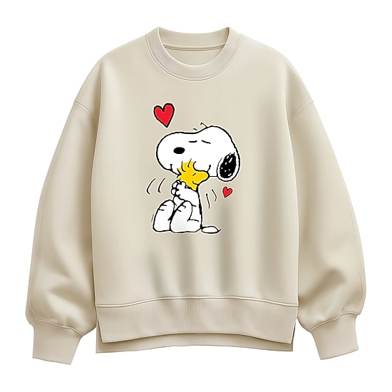 Snoopy Hug Womens Crew Neck Long Sleeve Snoopy Sweatshirt