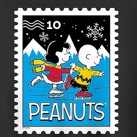 Charlie Lucy Skating Womens Crew Neck Long Sleeve Peanuts Sweatshirt