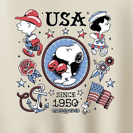 Usa Tattoos Womens Crew Neck Long Sleeve Peanuts Sweatshirt