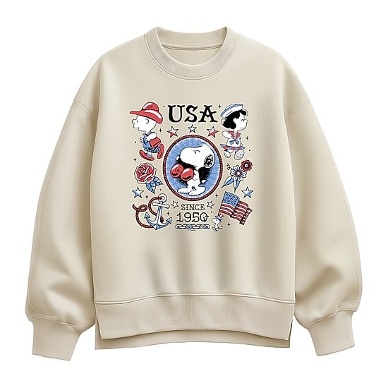 Usa Tattoos Womens Crew Neck Long Sleeve Peanuts Sweatshirt