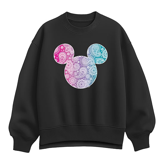 Head Bandana Womens Crew Neck Long Sleeve Mickey Mouse Sweatshirt