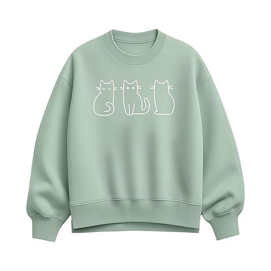 Cat Womens Crew Neck Long Sleeve Sweatshirt