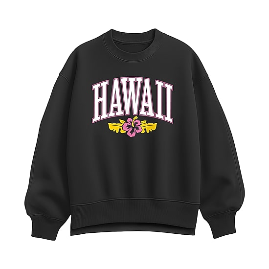Hawaii Hibiscus Womens Crew Neck Long Sleeve Sweatshirt
