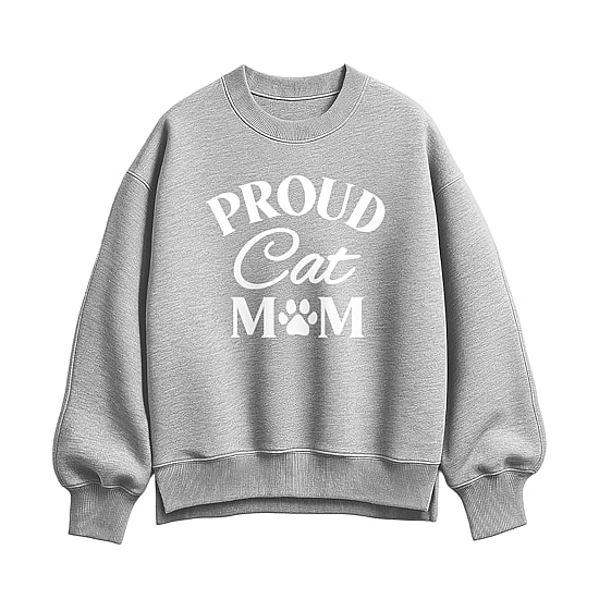 Proud Cat Mom Womens Crew Neck Long Sleeve Sweatshirt