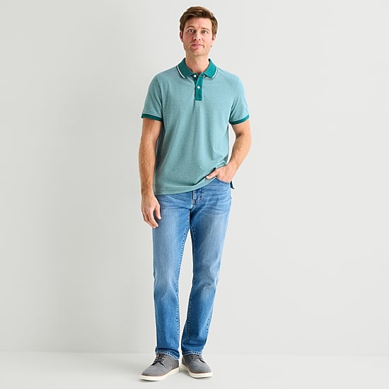 St. John's Bay Essential Oxford Mens Classic Fit Short Sleeve Polo Shirt