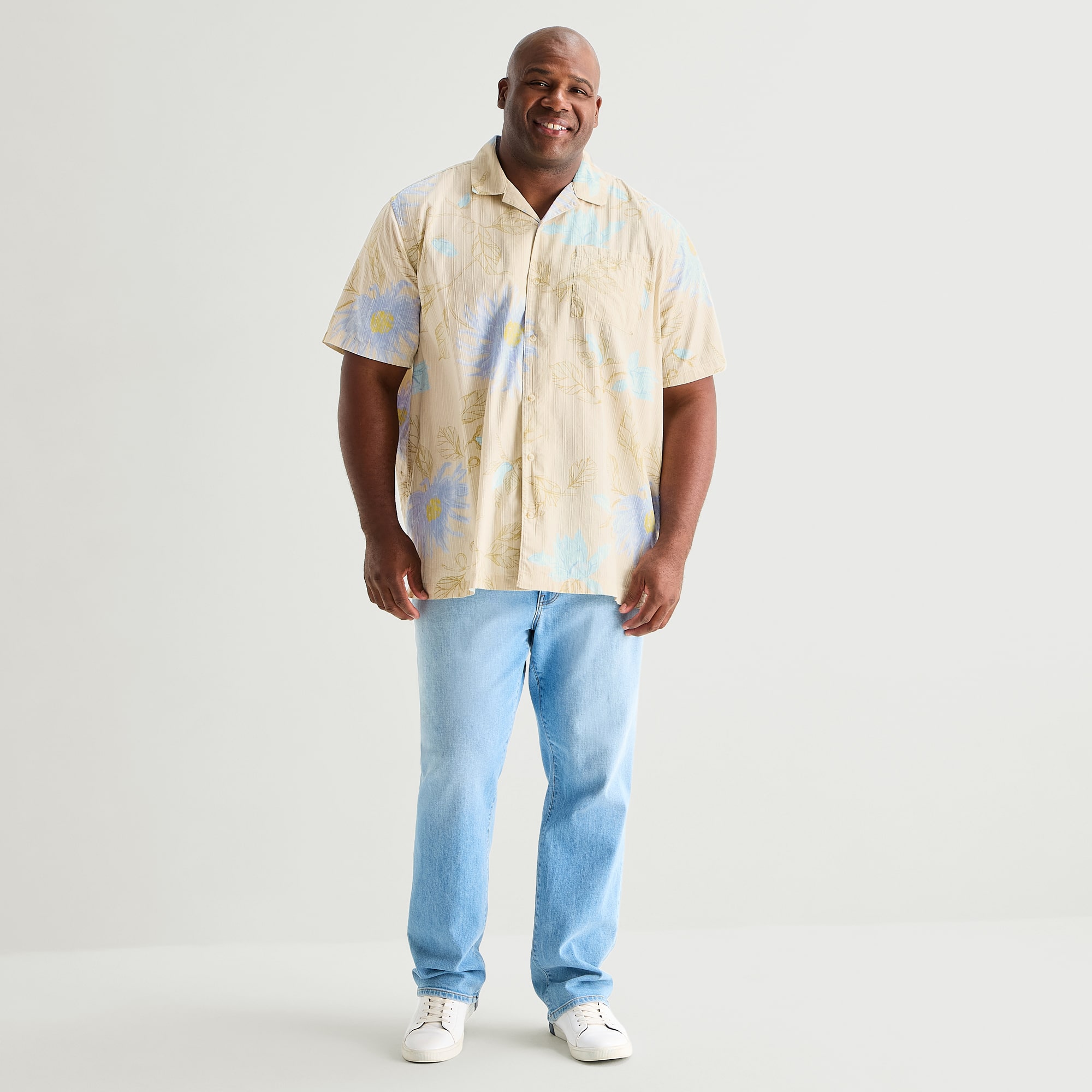 mutual weave Mens Short Sleeve Big and Tall Camp Shirt