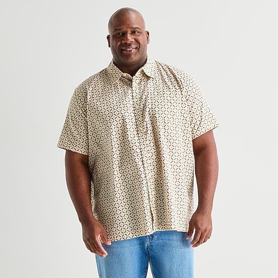 mutual weave Mens Short Sleeve Classic Fit Big and Tall Button-Down Shirt
