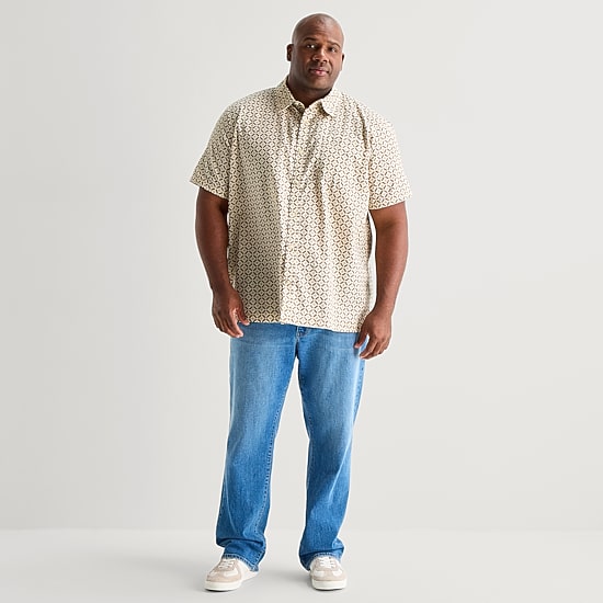 mutual weave Mens Short Sleeve Classic Fit Big and Tall Button-Down Shirt