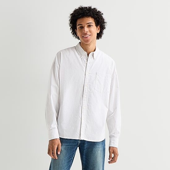 Arizona Mens Long Sleeve Regular Fit Button-Down Shirt