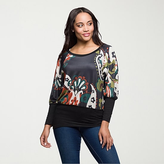 24seven Comfort Apparel Womens Round Neck Long Sleeve Blouse