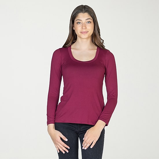 24seven Comfort Apparel Womens Scoop Neck Long Sleeve T-Shirt