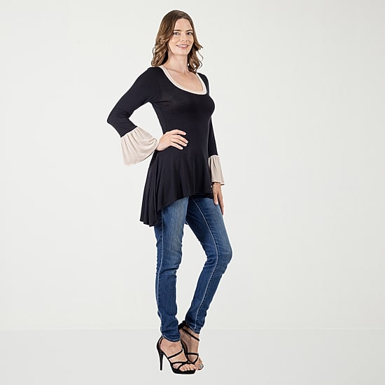 24seven Comfort Apparel Womens Scoop Neck Long Sleeve Tunic Top