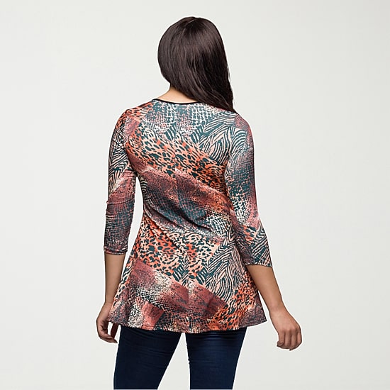 24seven Comfort Apparel Womens V Neck 3/4 Sleeve Tunic Top